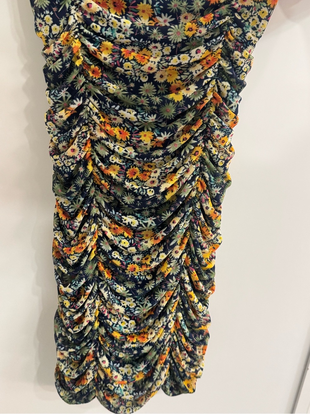 Urban Outfitters Navy Floral Ruched V-Neck Dress - Picture 3 of 6